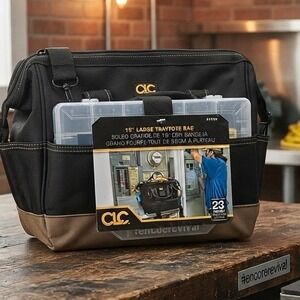 Clc Work Gear 1139 Large tray tote Tool Bag Polyester 23 Pockets Black 15x10x12"